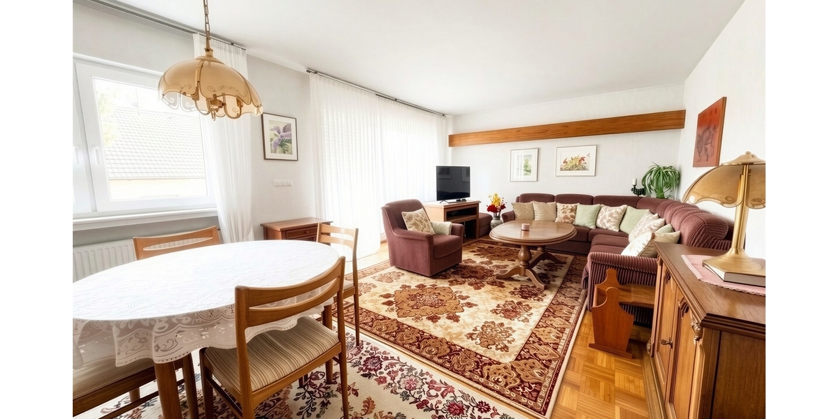 Wohnzimmer mit Essbereich - (KI generiert)