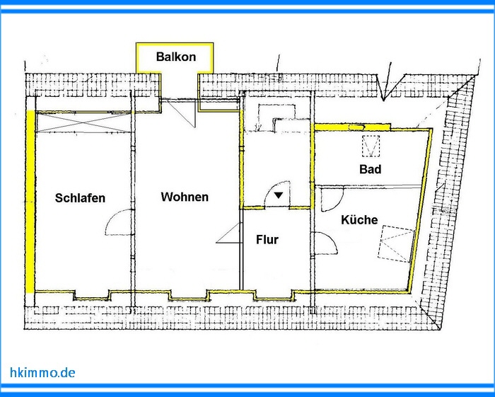 Grundriss 2 Raumwohnung