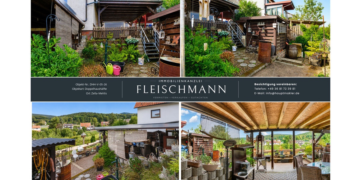 Überdachte Terrasse und Garten
