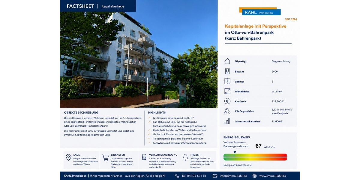Kapitalanlage mit Perspektive im Forum Altes Gaswerk - Etagenwohnung Hamburg Bahrenfeld | Angebot:27213291