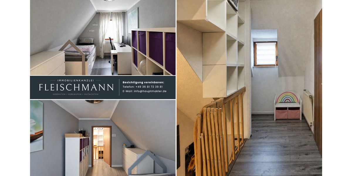 Kinderzimmer und Flur im Dachgeschoss