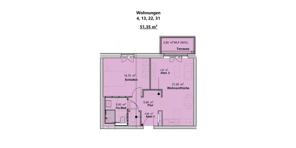 Wohnungen 4, 13, 22, 31