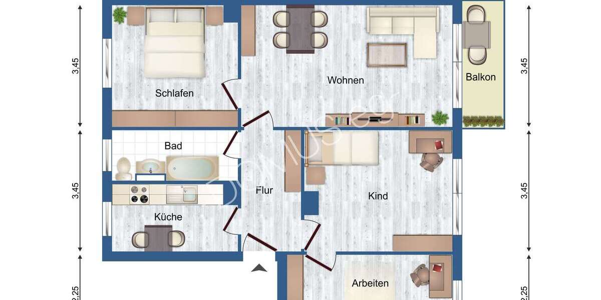 Renovierte 4 Zimmer mit Balkon. Flexibel ab 6 Monate. anmietbar. - Appartement Annaburg | Angebot:25468478