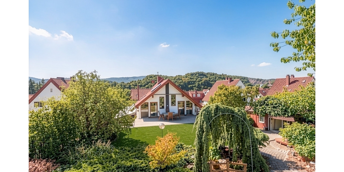 Rückansicht DG mit Terrasse und Garten - (KI generiert) - (KI generiert)