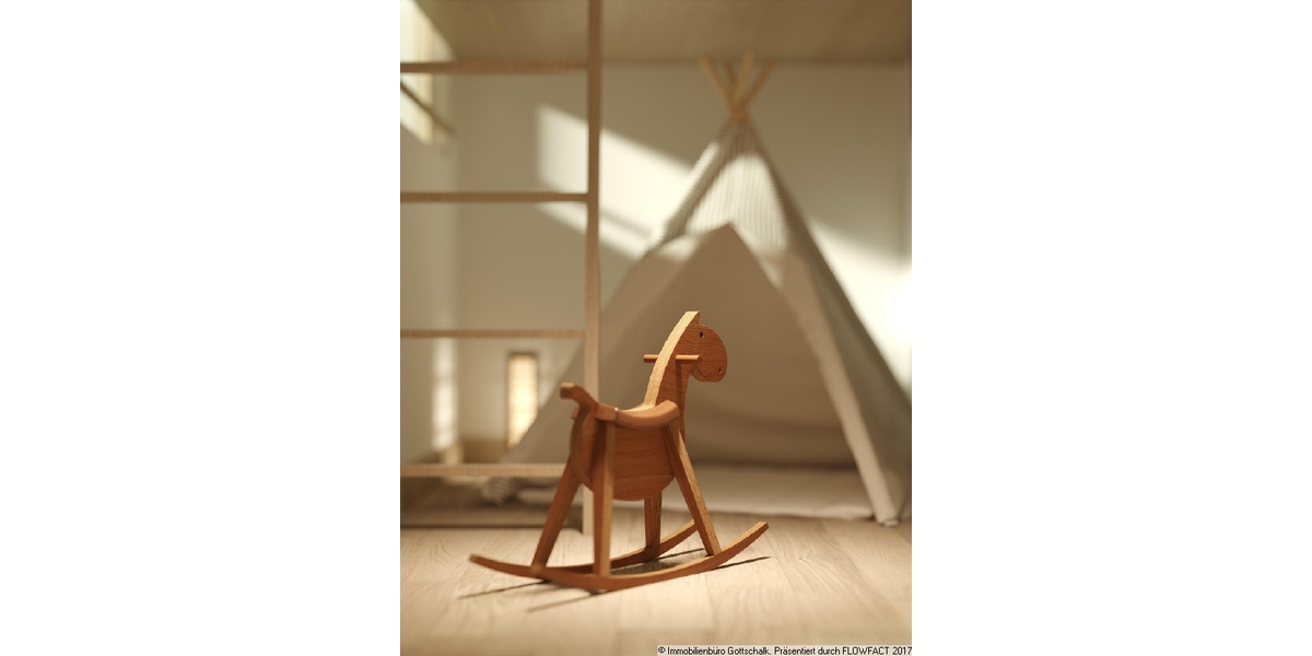 Kinderzimmer, möblierungsvorschlag Schaukelpferd und Tipi