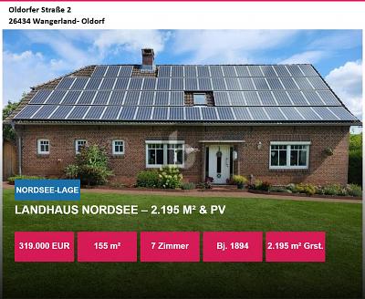 LANDHAUS NORDSEE  2.195 M² & PV - Einfamilienhaus Wangerland | Angebot:27436844