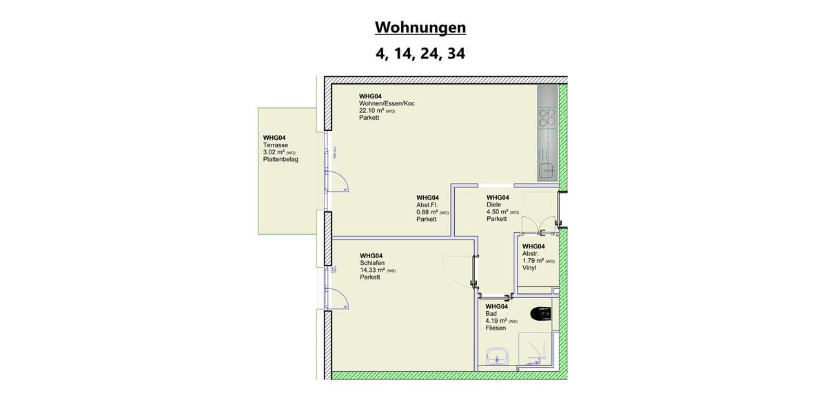 Wohnungen 4, 14, 24, 34