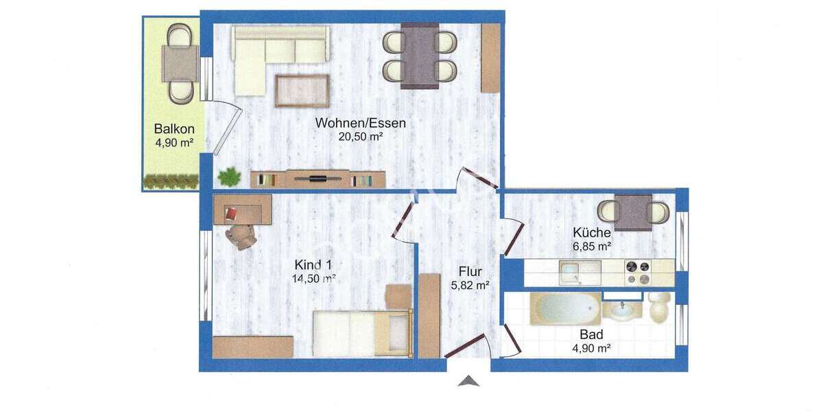 Grundriss 2 Zimmer