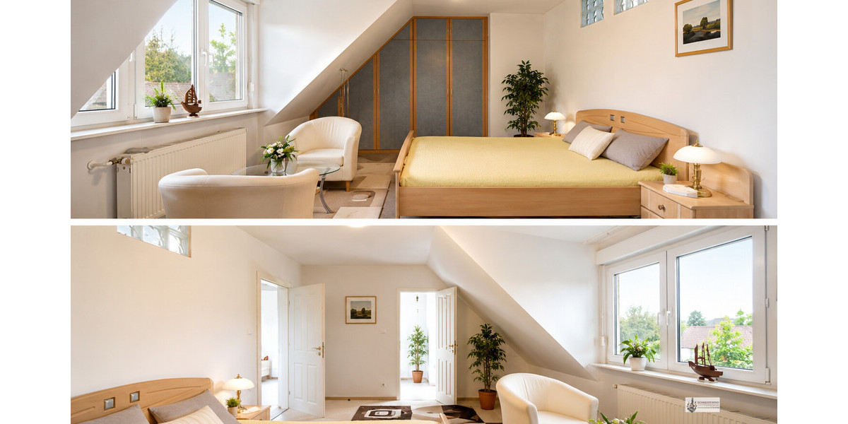 Schlafzimmer im DG mit Zugang zum eigenen Bad
