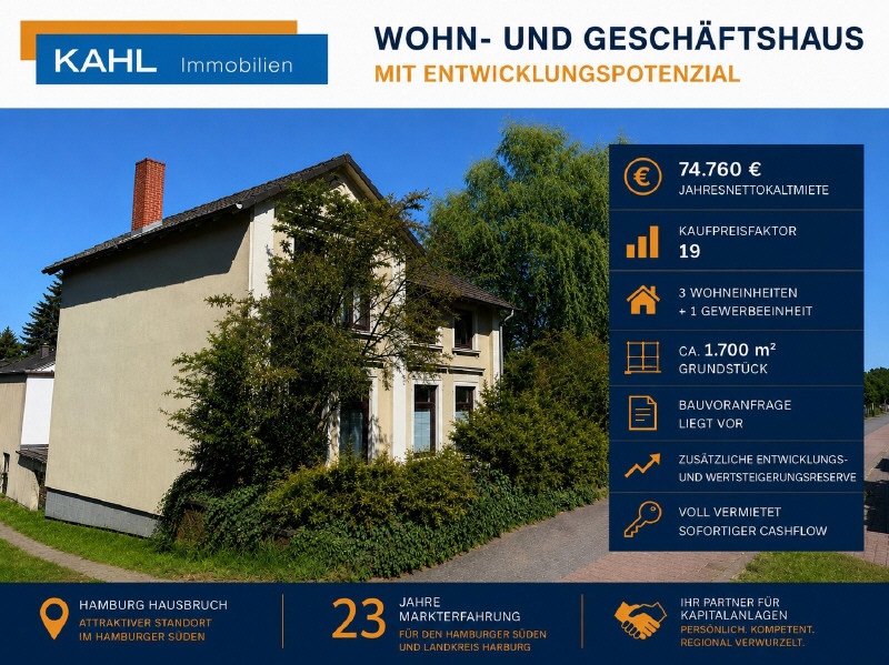Wohn- und Geschäftshaus für Investoren - Wohn- & Geschäftshaus Hamburg HH-Hausbruch | Angebot:26836501
