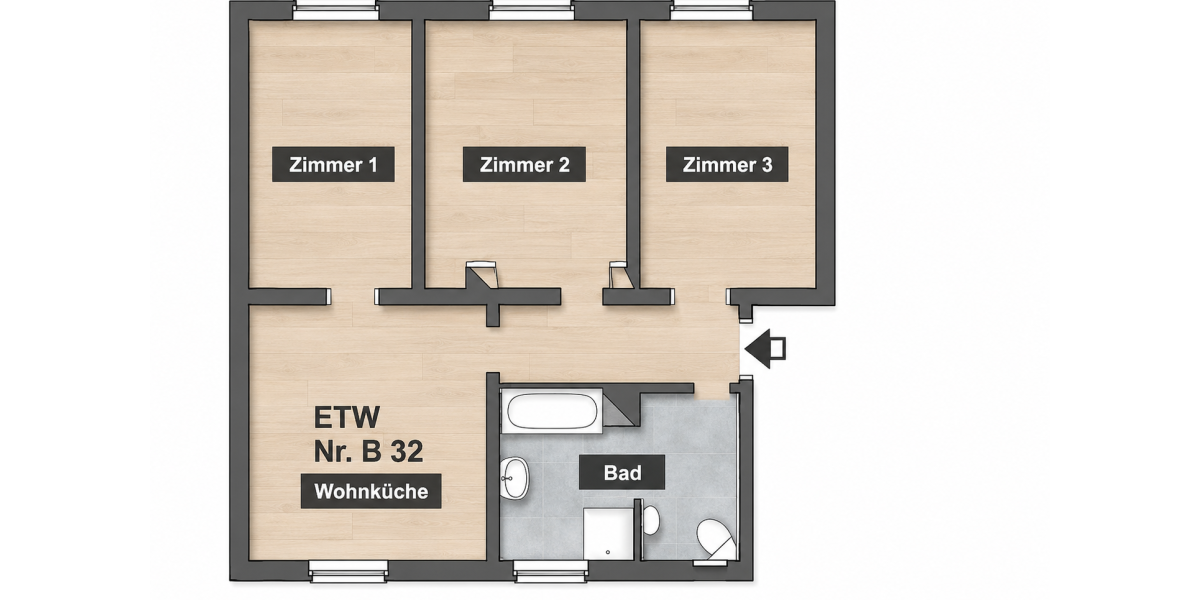 Provisionsfrei* Seenah in Zwenkau bei Leipzig - 60 m² 3 Zi. Wohnküche Bad KFZ-Stellplatz - 4- Zwenkau | Angebot:26498457