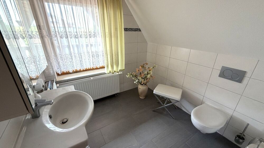 Bad mit WC und Waschbecken im OG