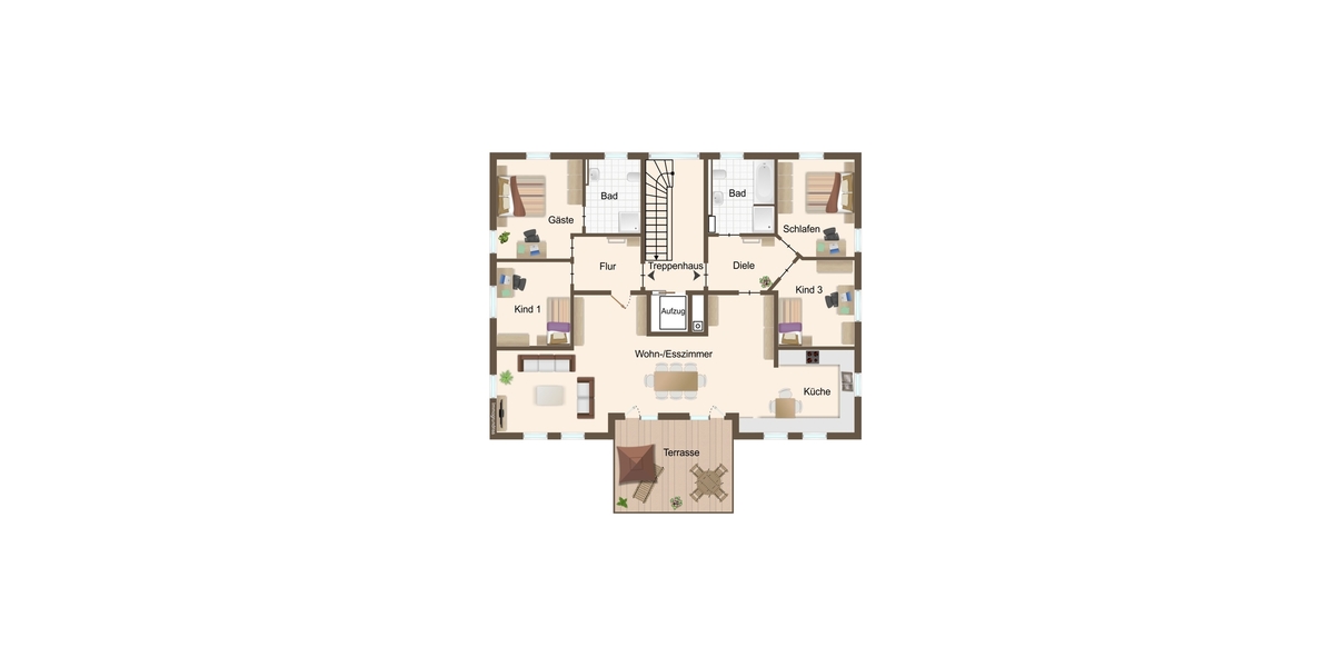 Alternativ-Grundriss großes Wohn/Esszimmer