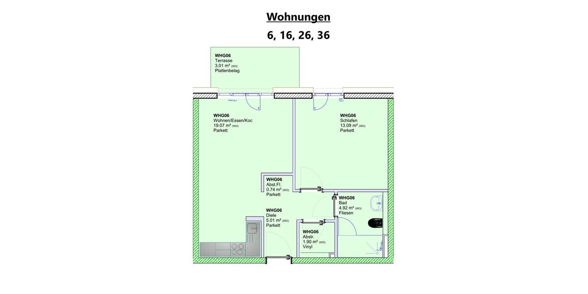 Wohnungen 6, 16, 26, 36