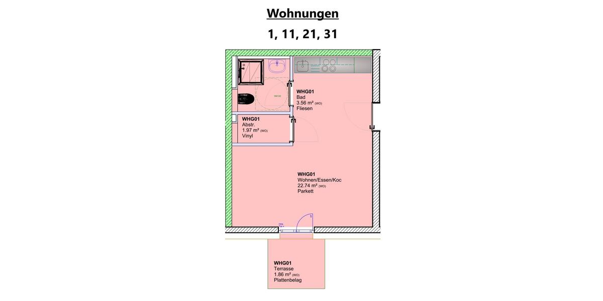 Wohnungen 1, 11, 21, 31
