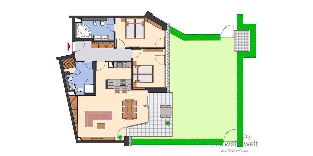 Grundriss mit Außenbereich