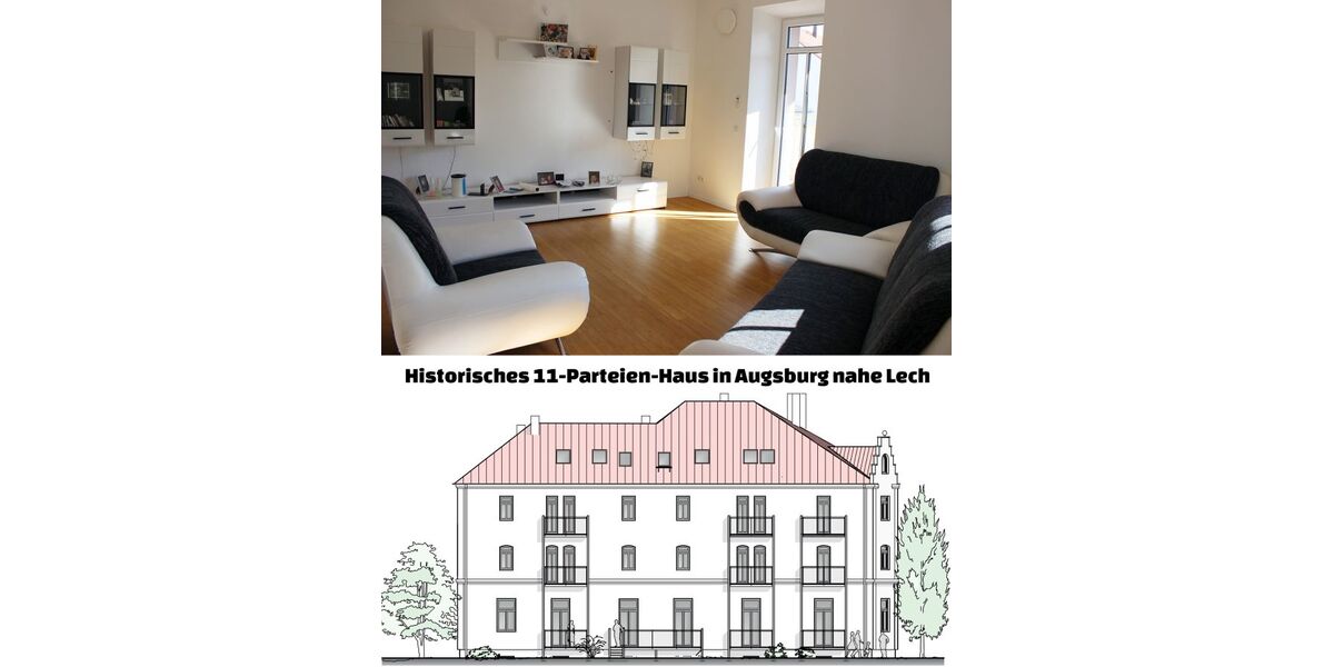 Provisionsfrei* Augsburg Gründerzeit MFH direkt vom Eigentümer! 11 WE, 825 qm Wfl., 621 qm Grund, nahe Lech - Mehrfamilienhaus, Wohnhaus Augsburg Lechhausen | Angebot:22667067
